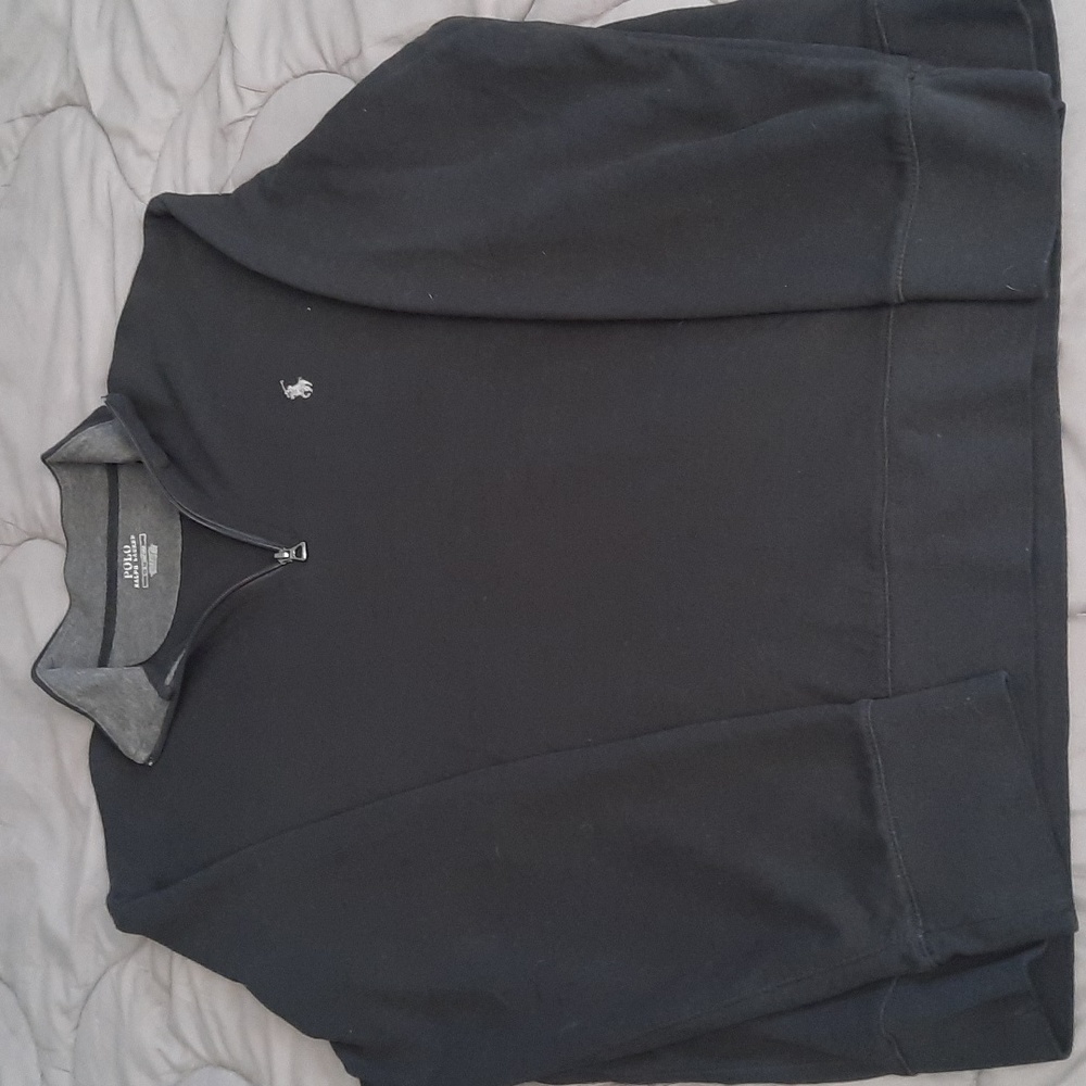 Men's Polo by Ralph Lauren zip-up black cotton pullover